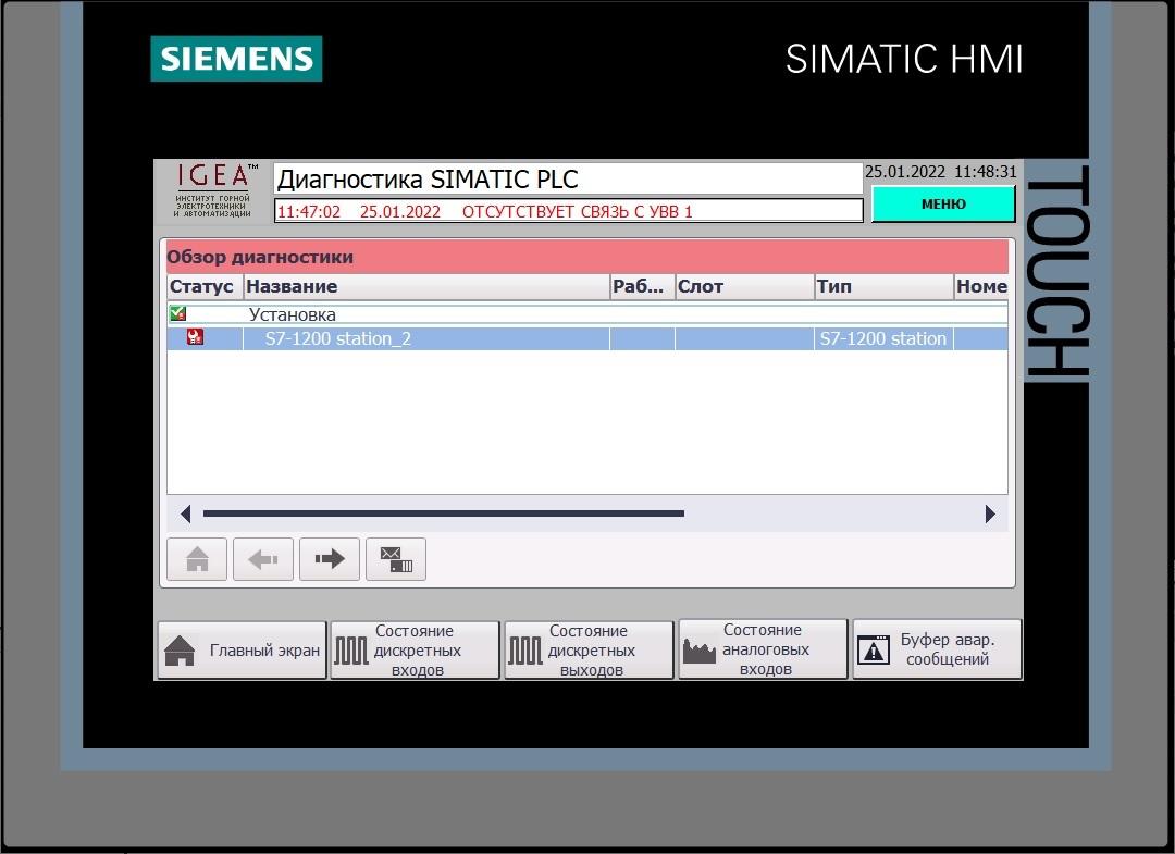 МАУК — диагностика SIMATIC PLC